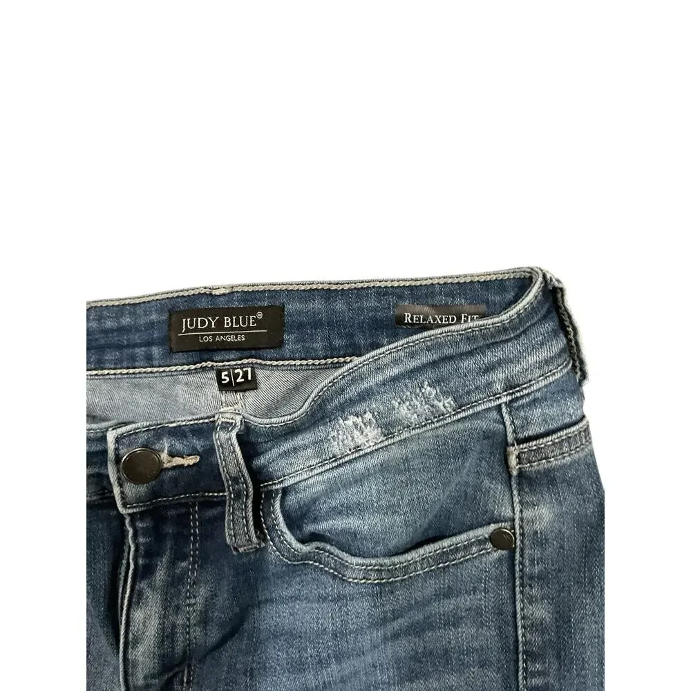 Judy Blue Jeans Womens 5/27 Blue Distressed Skinny Stretch Dark Wash Denim - Picture 8 of 9